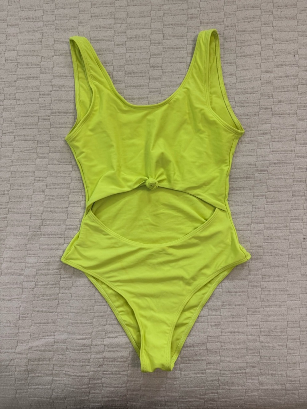 Zaful Neon Yellow Women's One-Piece Swimsuit with Front Knot Cutout